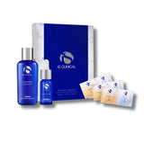 iS Clinical Limited-Edition Active Collection: Cleansing Complex, Active Serum, box and four sachets
