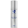 Silver cylindrical pump bottle of iS Clinical Moisturizing Complex with blue logo and text on white background