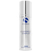 Silver cylindrical bottle of iS Clinical NeckPerfect Complex with blue logo and text on white background