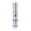 Silver pump bottle of iS Clinical Retinol+ Emulsion 0.3 with blue text on white background